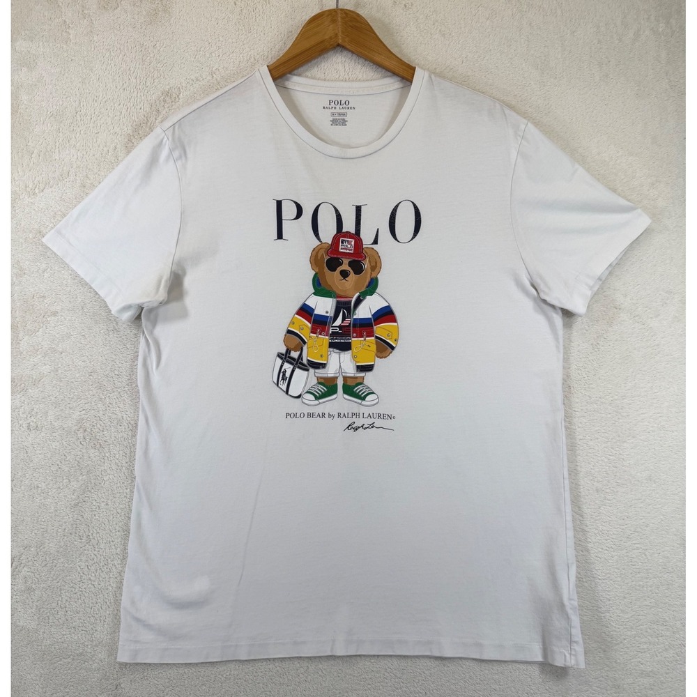 Polo Ralph Lauren Polo Bear Graphic T-Shirt White Mens Medium Multi-Color Jacket